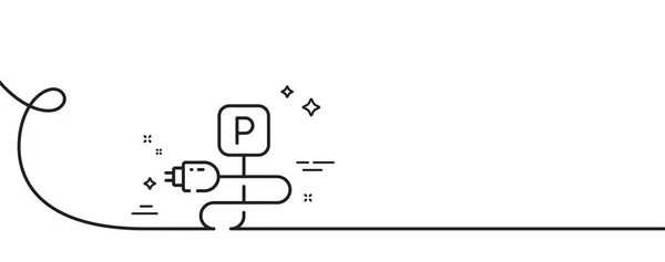 Das Symbol Für Die Ladesäule Kontinuierlich Eine Linie Mit Locke — Stockvektor
