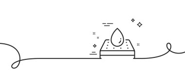 Su geçirmez yatak koruyucusu ikonu. Kıvrımlı tek bir çizgi. Ortopedi işareti. Nefes alınabilir uyku yatağı sembolü. Su geçirmez yatak, tek ana hatlı şerit. Döngü eğrisi modeli. Vektör