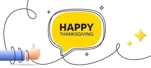 Joyeux Thanksgiving Tag Bannière Art Ligne Continue Joyeuses Vacances Famille — Image vectorielle