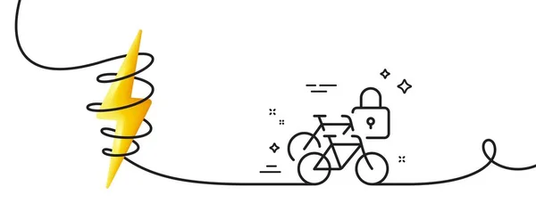 Cacifos Bicicleta Ícone Linha Contínua Uma Linha Com Ondulação Bloquear — Vetor de Stock