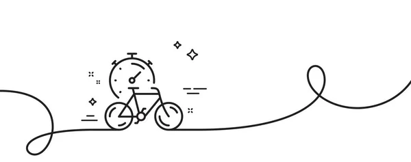 Ícone Linha Temporizador Bicicleta Contínua Uma Linha Com Ondulação Sinal — Vetor de Stock