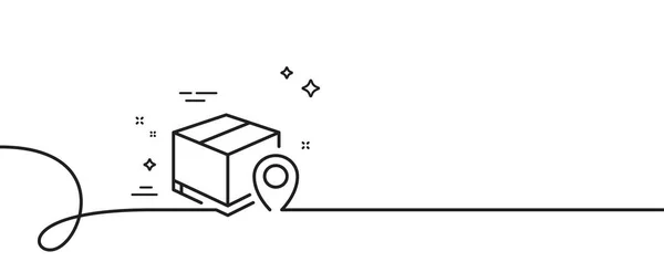 小包トラッキングラインアイコン カールとの連続した1行 配信モニタリングサイン 船積み箱の位置記号 単一のアウトラインリボンを追跡する小包 ループ曲線パターン ベクター — ストックベクタ