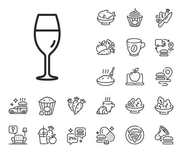 Burgundy Glass Sign Crepe Sweet Popcorn Salad Outline Icons Wine — Stock Vector