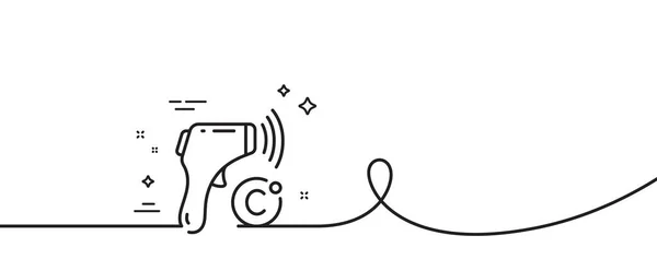 Elektroniczna Ikona Termometru Ciągła Linia Lokami Znak Czujnika Temperatury Symbol — Wektor stockowy