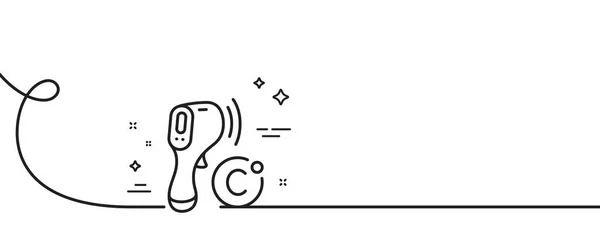 Elektronisk Termometerlinjeikon Kontinuerlig Linje Med Curl Temperaturskannern Febermätningssymbol Elektronisk Termometer — Stock vektor