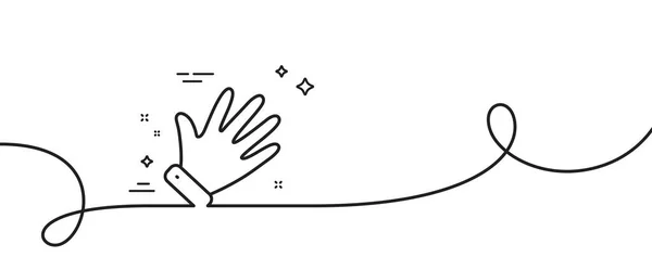 Значок Линии Руки Непрерывная Одна Линия Кудряшками Помаши Ладонью Символ — стоковый вектор