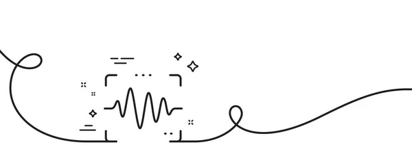 ボイスウェーブラインアイコン カールとの連続した1行 サウンドスキャンサイン オーディオ検証シンボル ボイス波シングルアウトラインリボン ループ曲線パターン ベクター — ストックベクタ