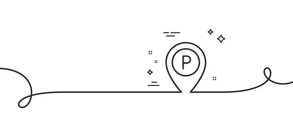 駐車ラインアイコン カールとの連続した1行 位置マップポインタのサイン 駐車場シンボル 駐車場シングルアウトラインリボン ループ曲線パターン ベクター — ストックベクタ