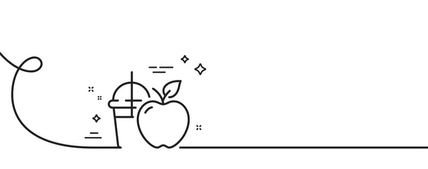 苹果汁线图标 连续一行与卷曲 新鲜水果饮料的标志 天然饮料的象征 果汁单轮廓丝带 循环曲线模式 — 图库矢量图片