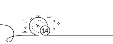 Karantina zaman çizgisi simgesi. Kıvrımlı tek bir çizgi. Coronavirus kuluçka dönemi işareti. Kendini izole etme sembolü. Tek şeritli karantina şeridi. Döngü eğrisi modeli. Vektör