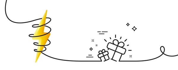 Icône Ligne Cadeaux Continu Une Ligne Avec Boucle Signe Boîte — Image vectorielle