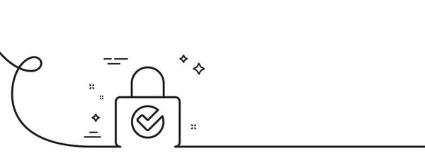 用检查线图标锁定 连续一行与卷曲 私人储物柜标志 密码加密符号 密码加密单一轮廓带 循环曲线模式 — 图库矢量图片