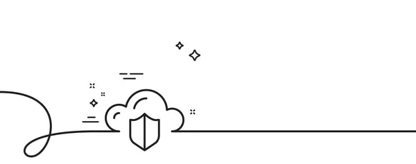 Icono Línea Protección Computación Nube Continuo Una Línea Con Rizo — Vector de stock