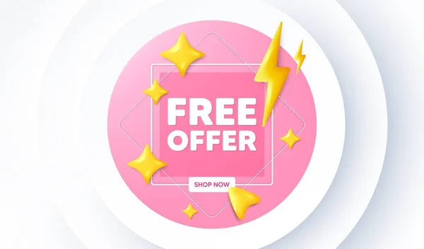 Free Offer Tag Neumorphic Promotion Banner Special Offer Sign Sale — Stock Vector