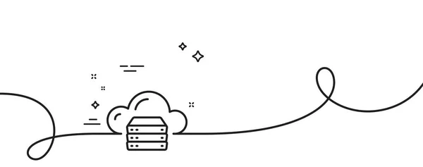 Ícone Linha Servidor Computação Nuvem Contínua Uma Linha Com Ondulação — Vetor de Stock