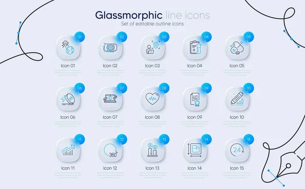 미네랄 아이콘을 편집합니다 360도 아이콘 노트북 Gpu Glassmorphism 벡터는 — 스톡 벡터
