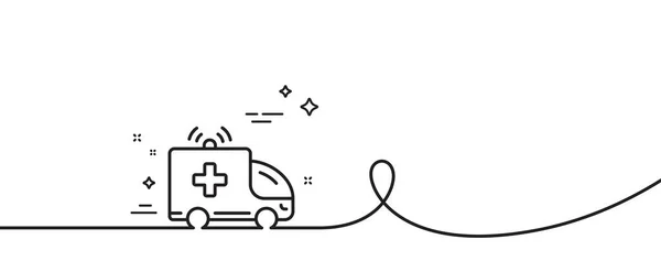 Ícone Linha Carro Ambulância Contínua Uma Linha Com Ondulação Sinal — Vetor de Stock