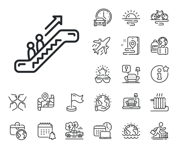 Znak Windy Samolot Odrzutowy Mapa Podróży Odbiór Bagażu Przedstawiają Ikony — Wektor stockowy