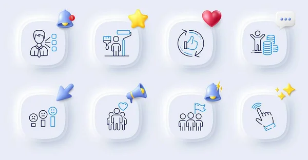 Third Party Refresh Painter Line Icons Buttons Bell Chat Speech — Stock Vector