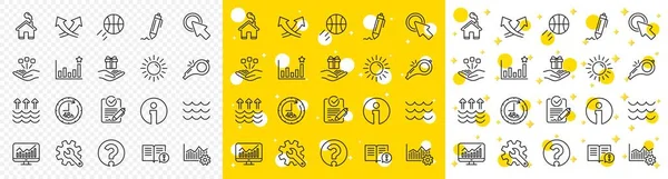 Maatwerk Aardopwarming Vraagteken Pictogrammen Golven Zon Effectiviteitslijn Iconen Handtekening Rfp — Stockvector