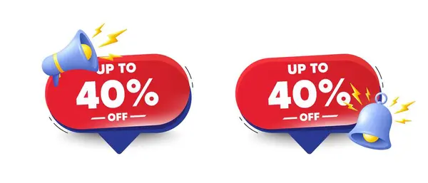 Percent Sale Speech Bubbles Bell Megaphone Discount Offer Price Sign — Stock Vector