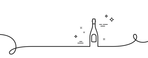 Icono Línea Botella Champán Continuo Una Línea Con Rizo Signo — Archivo Imágenes Vectoriales