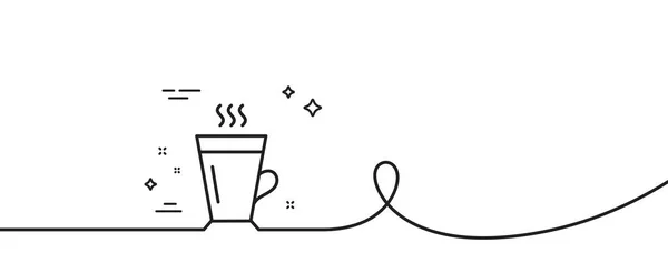 Latte Line Symbol Kontinuierlich Eine Linie Mit Locke Heißer Kaffee — Stockvektor