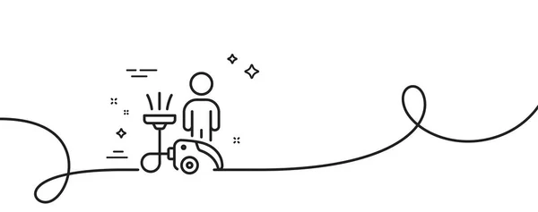 Icône Nettoyage Continu Une Ligne Avec Boucle Panneau Service Domestique — Image vectorielle