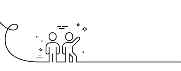 团队合作线图标 连续一行与卷曲 团队合作的标志 商业伙伴关系的象征 团队精神单一轮廓带 循环曲线模式 — 图库矢量图片
