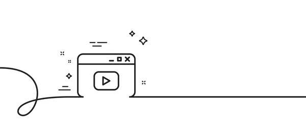ブラウザウィンドウの行アイコン カールとの連続した1行 動画コンテンツサイン インターネットページシンボル ビデオコンテンツ シングルアウトラインリボン ループ曲線パターン ベクター — ストックベクタ