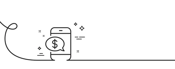 通过电话线图标支付 连续一行与卷曲 移动支付标志 财务符号 电话支付单轮廓彩带 循环曲线模式 — 图库矢量图片
