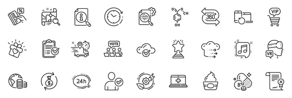 Icons Pack Reject Certificate 360 Degree Food Delivery Line Icons — Stock Vector