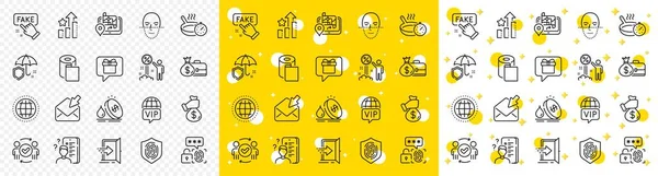 Outline Approved Teamwork Face Recognition Survey Line Icons Pack Web — Stock Vector