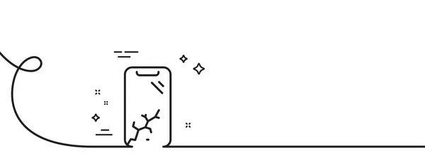 Значок Сломанной Линии Смартфона Непрерывная Одна Линия Кудряшками Телефонный Знак — стоковый вектор