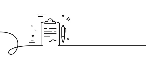 Zwischenablage Dokument Zeilensymbol Kontinuierlich Eine Linie Mit Locke Vertragsunterzeichnung Vertragssymbol — Stockvektor