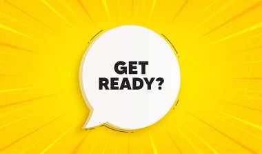 Etiketi hazırla. Konuşma balonu güneş patlaması pankartı. Özel teklif işareti. Reklam indirimleri sembolü. Sohbet mesajını hazırlayın. Sarı güneş arka planda patladı. Vektör