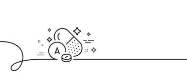 A vitamini çizgi simgesi. Kıvrımlı tek bir çizgi. Gıda besin işareti. Kapsül ya da hap takviyesi sembolü. Vitamin A taslak şeridi. Döngü eğrisi modeli. Vektör