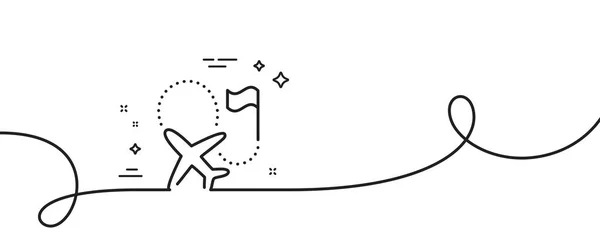 Значок Линии Флага Назначения Непрерывная Одна Линия Кудряшками Полётный Знак — стоковый вектор