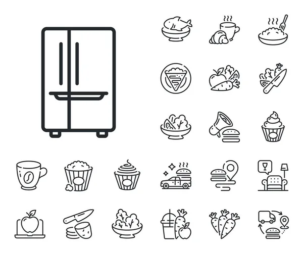 Kühlschrankschild Crêpes Süßes Popcorn Und Salat Umreißen Die Symbole Symbol — Stockvektor