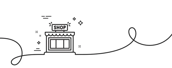 商店线图标 连续一行与卷曲 存储符号 购物大楼的标志 采购单一轮廓丝带 循环曲线模式 — 图库矢量图片