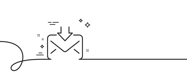 邮件下载线图标 连续一行与卷曲 接收到的消息的通信标志 Mail符号 收到邮件后 请系上单一的轮廓带 循环曲线模式 — 图库矢量图片