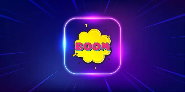 Boom Quadrinhos Banda Desenhada Bolha Banner Quadro Luz Néon Oferecem — Vetor de Stock
