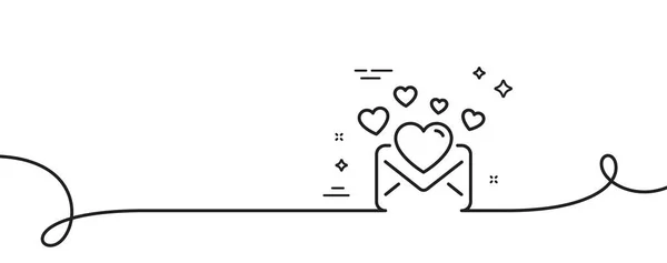 Love Mail Line Icon Continuous One Line Curl Valentines Message — Stock Vector