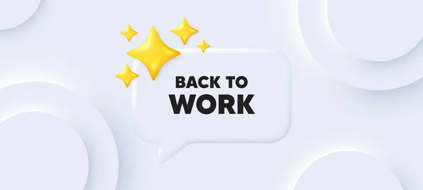 Back Work Tag Neumorphic Background Chat Speech Bubble Job Offer — Stock Vector
