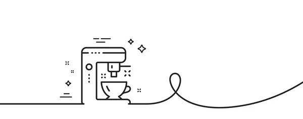 Кофеварка Линии Значок Непрерывная Одна Линия Кудряшками Знак Чайной Машины — стоковый вектор