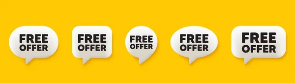 Free Offer Tag Chat Speech Bubbles Set Special Offer Sign — Stock Vector