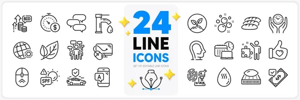 Icons Set Psychology Leaf Bread Line Icons Pack App Mattress — Stock Vector