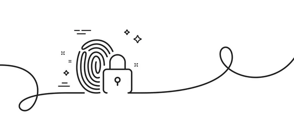 ロックラインアイコン カールとの連続した1行 指紋アクセスサイン セキュリティパドロックシンボル シングルアウトラインリボンをロックします ループ曲線パターン ベクター — ストックベクタ