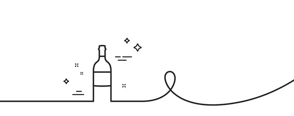 Vinflaskans Ikon Kontinuerlig Linje Med Curl Merlot Eller Cabernet Sauvignon — Stock vektor