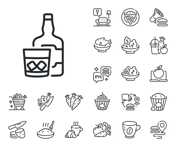 Scotch Alcohol Sign Crepe Sweet Popcorn Salad Outline Icons Whiskey — Stock Vector
